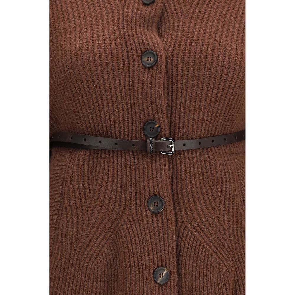Brunello Cucinelli Brown Wool Oves Aries Women's Cardigan