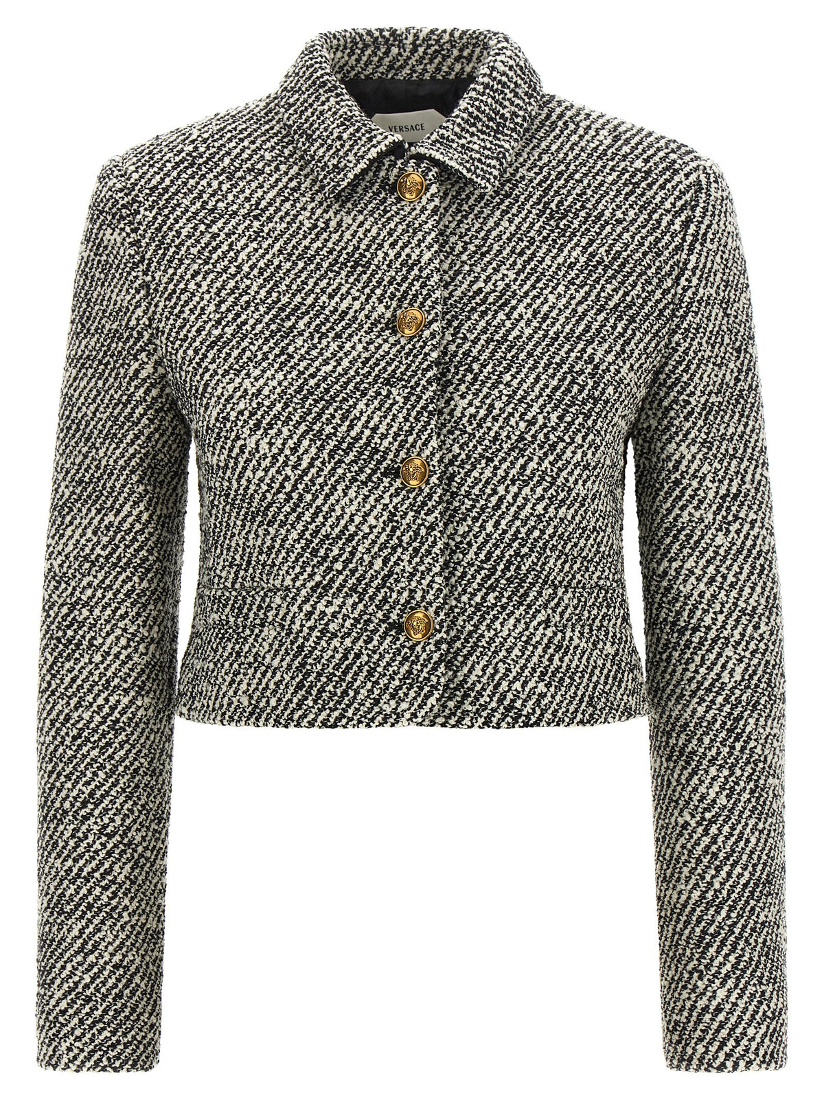 Versace Bicolor Virgin Wool Full-Length Women's Jacket