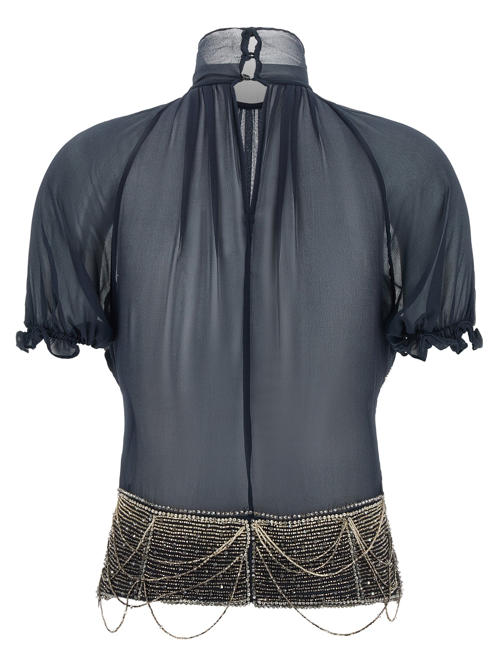 The Attico Blue Silk Tank Women's Tops