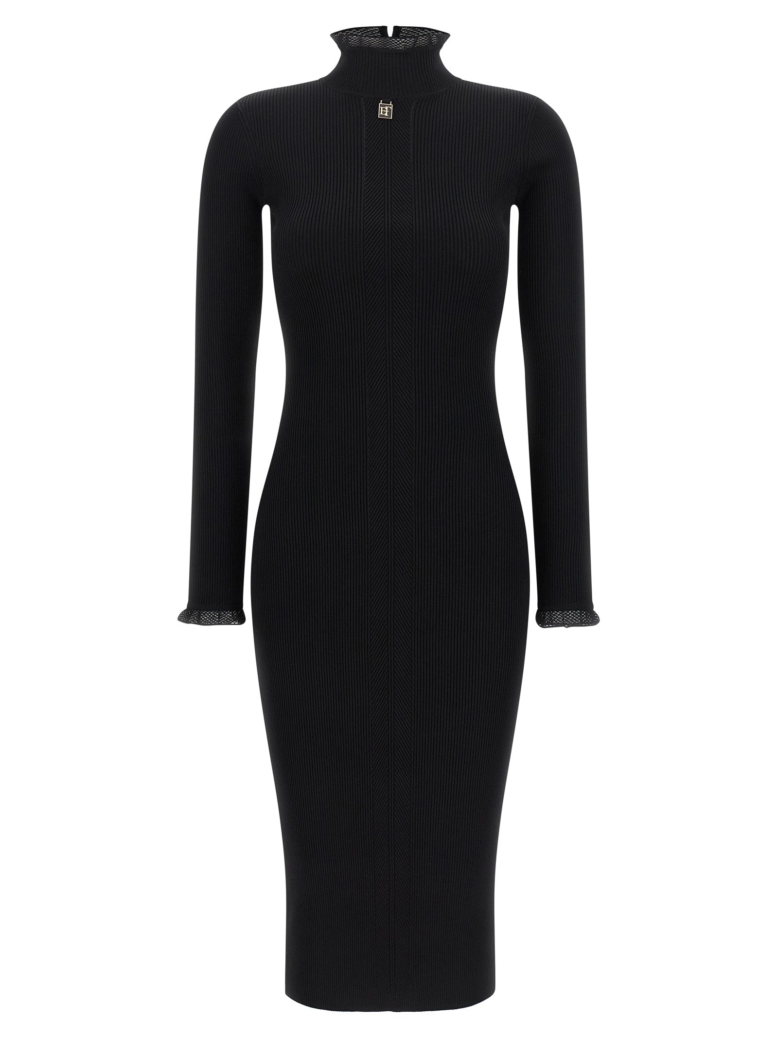 Elisabetta Franchi Black Viscose Midi Women's Dress
