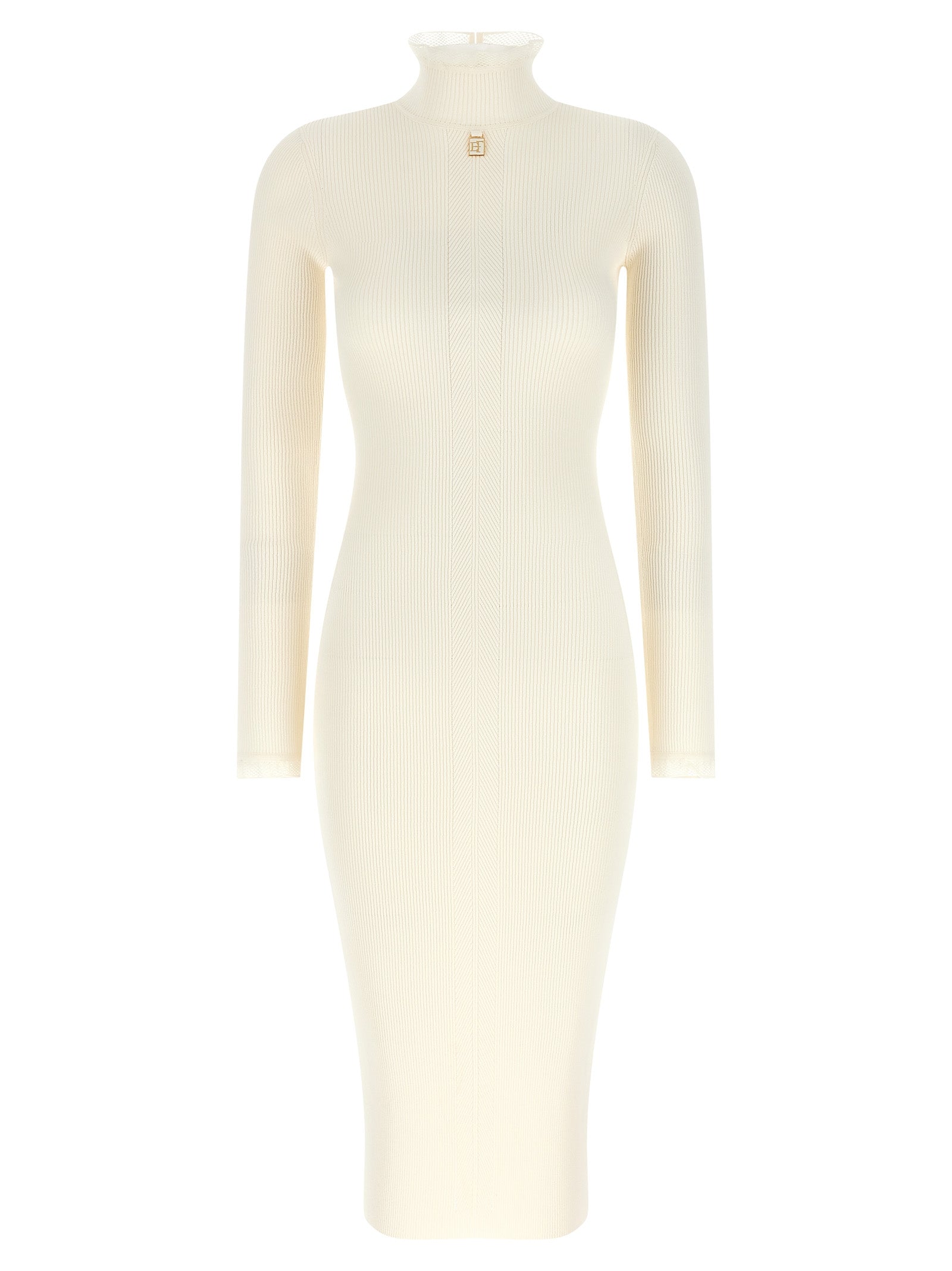 Elisabetta Franchi White Viscose Midi Women's Dress