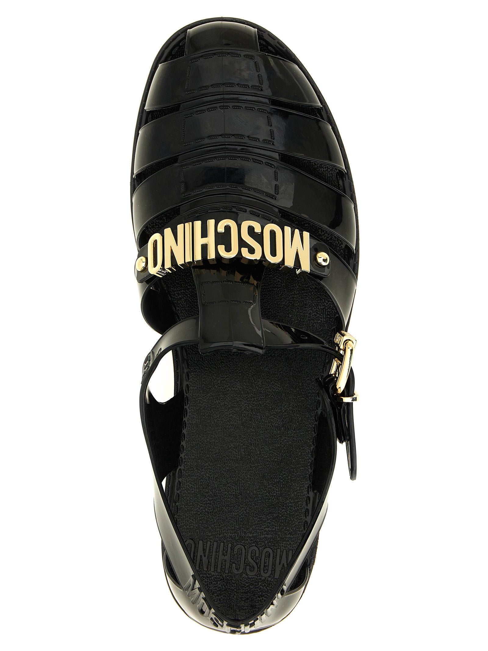 Moschino Black Pvc Flat Men's Sandals