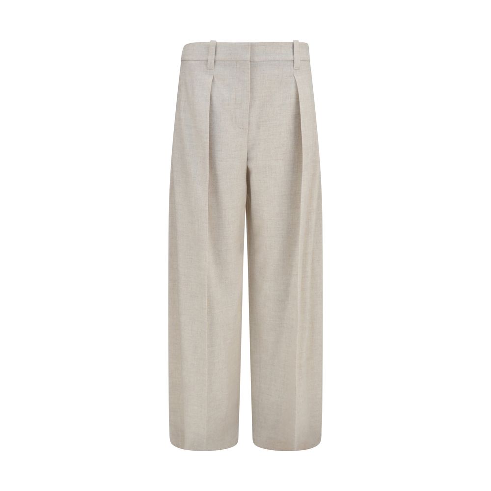 Brunello Cucinelli Beige Wool Oves Aries Dress Women's Pants