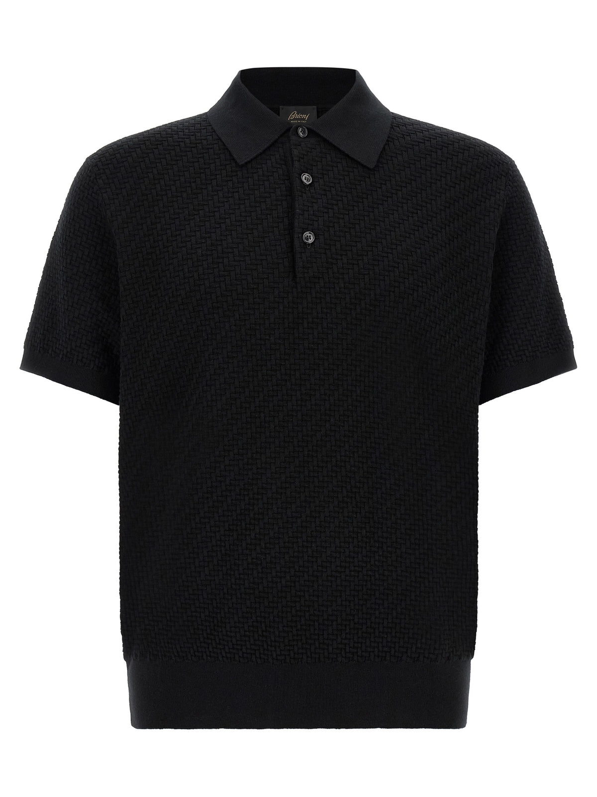 Brioni Black Cotton Polo Men's Shirt