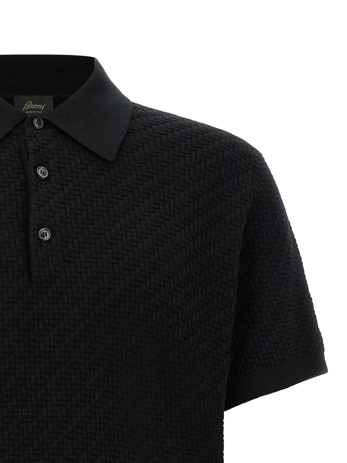 Brioni Black Cotton Polo Men's Shirt