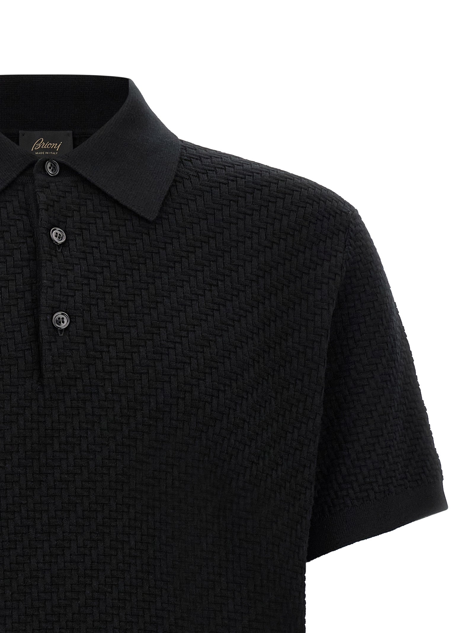 Brioni Black Cotton Polo Men's Shirt
