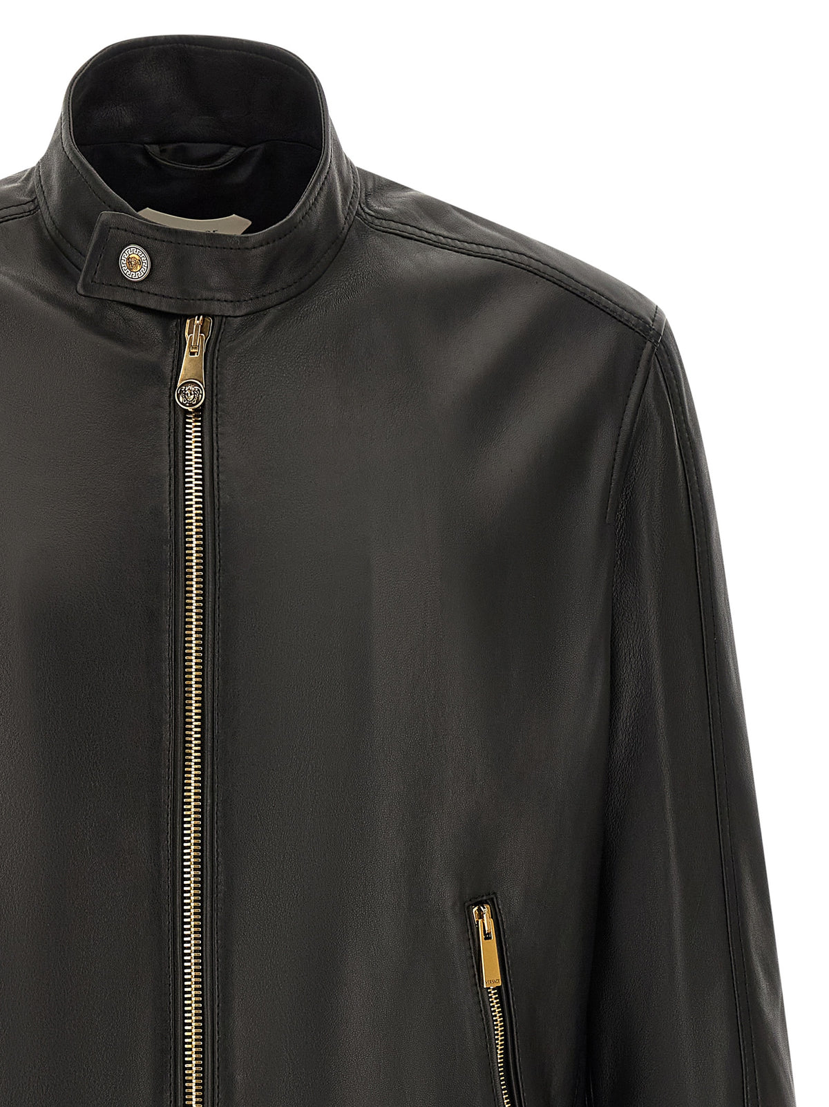 Versace Black Lamb Leather Leather Men's Jacket