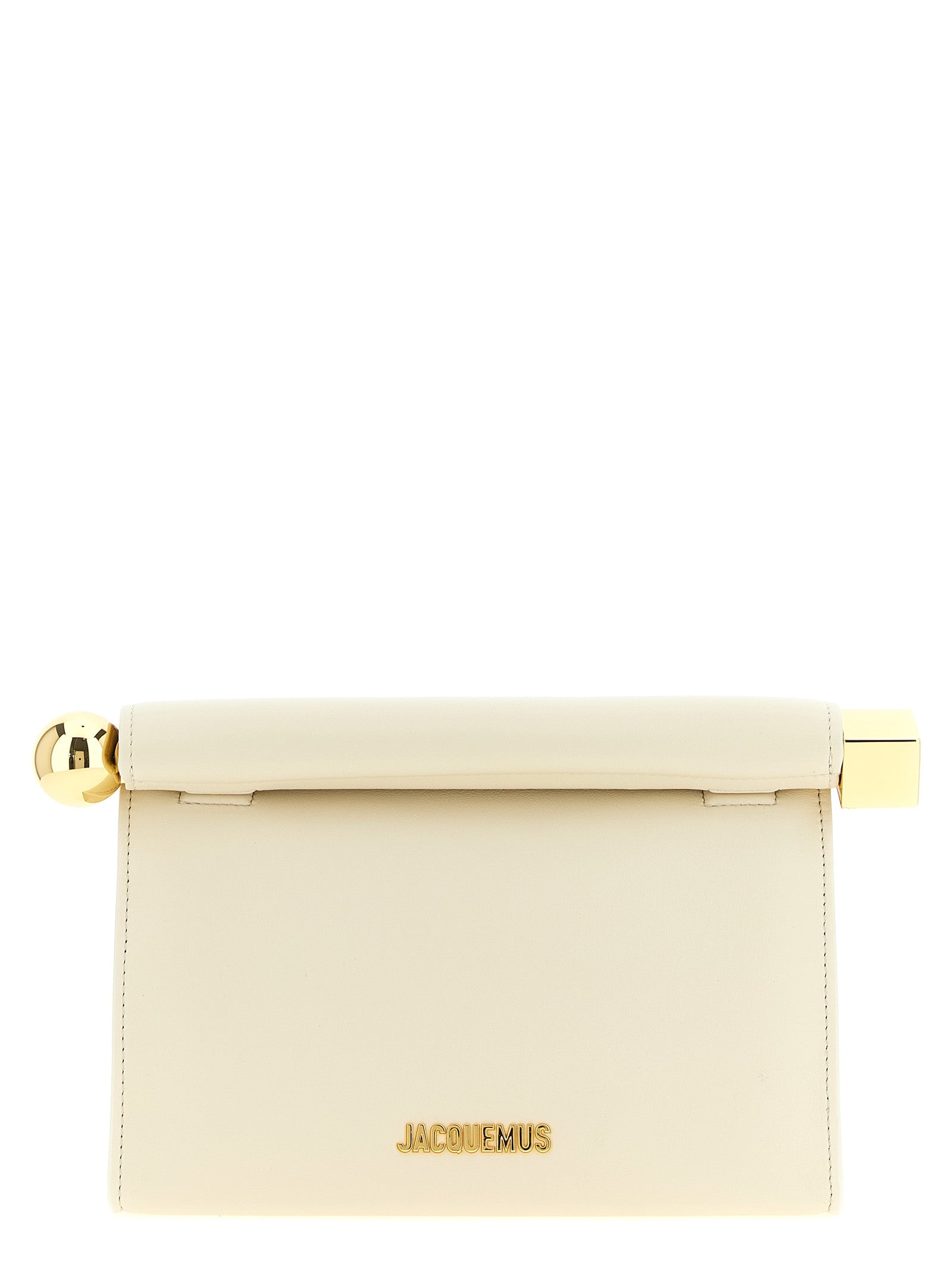 Jacquemus White Lamb Leather Clutch Women's Bag