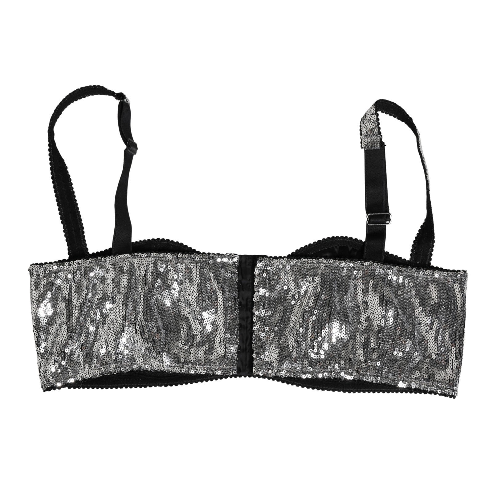 Dolce & Gabbana Silver Sequined Nyon Balconnet Bra Women's Underwear