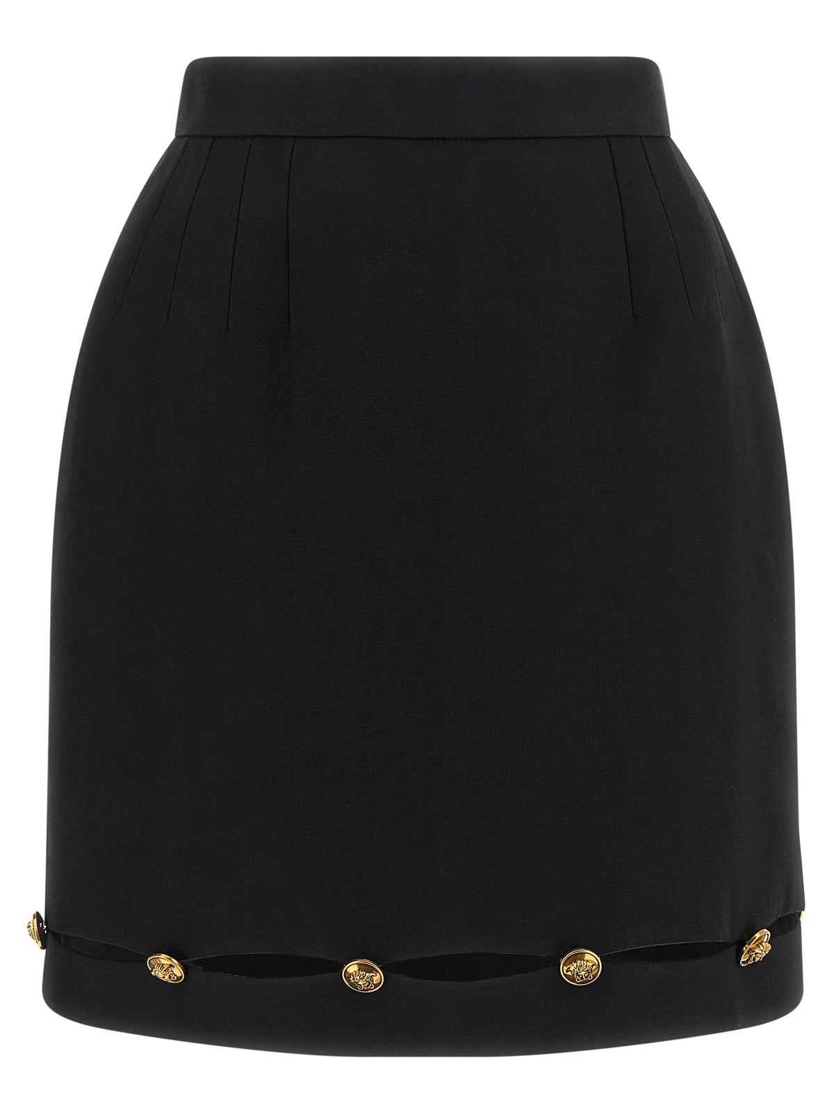 Versace Black Virgin Wool Long Women's Skirt