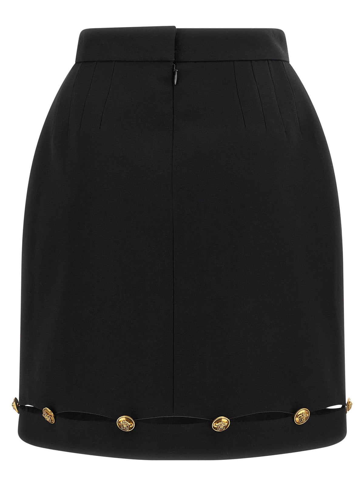Versace Black Virgin Wool Long Women's Skirt