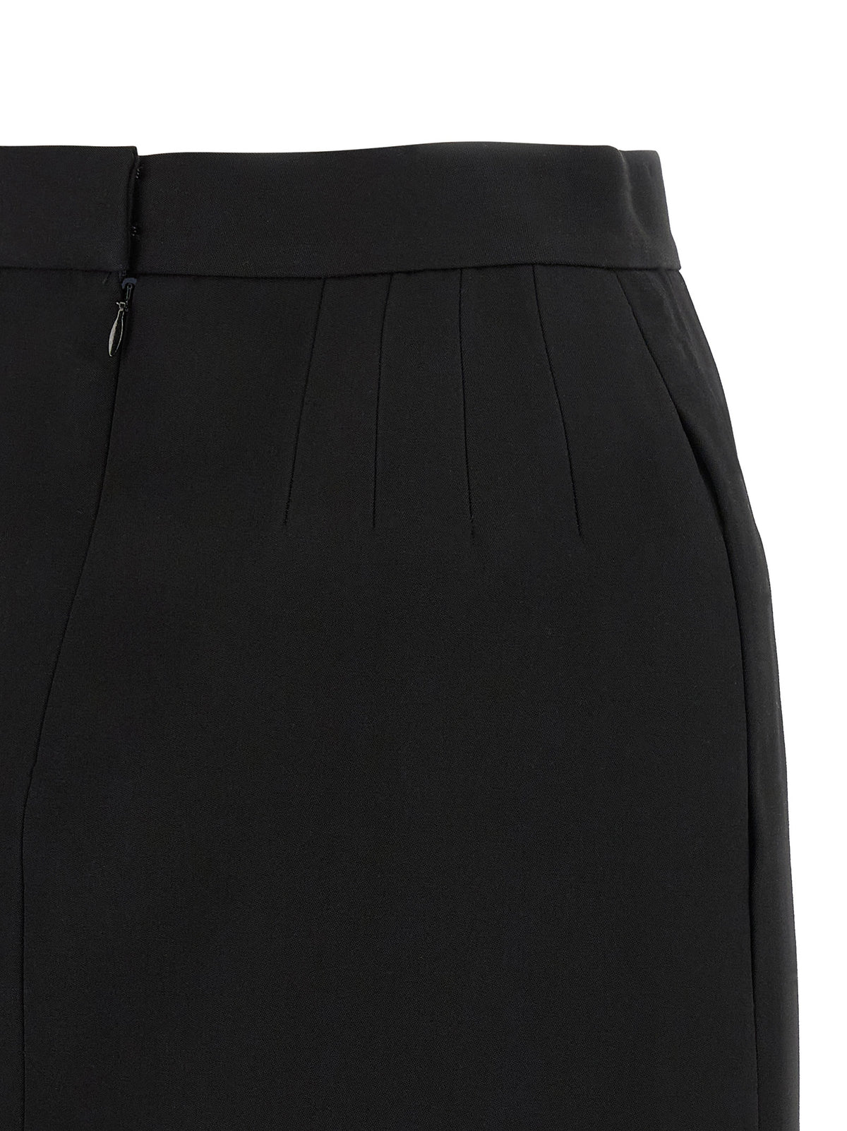 Versace Black Virgin Wool Long Women's Skirt