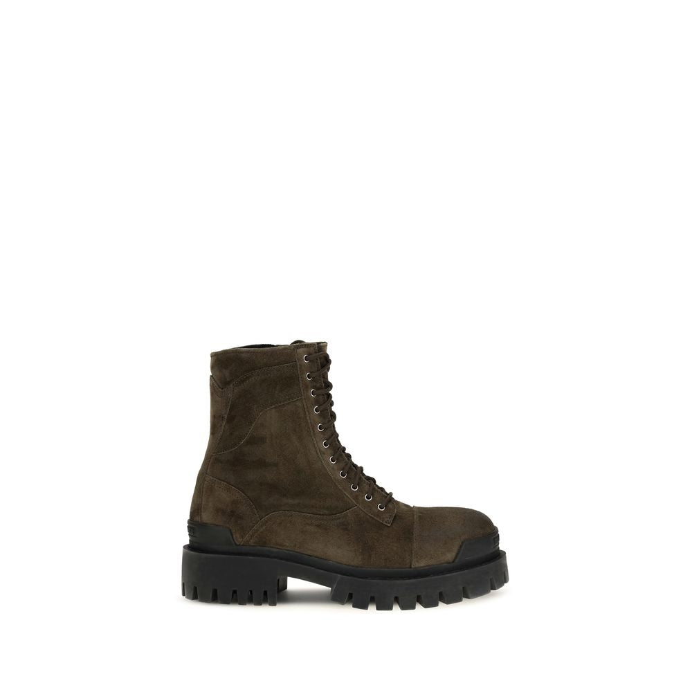 Balenciaga Bicolor Calf Leather Bos Taurus Lace-Up Men's Boots