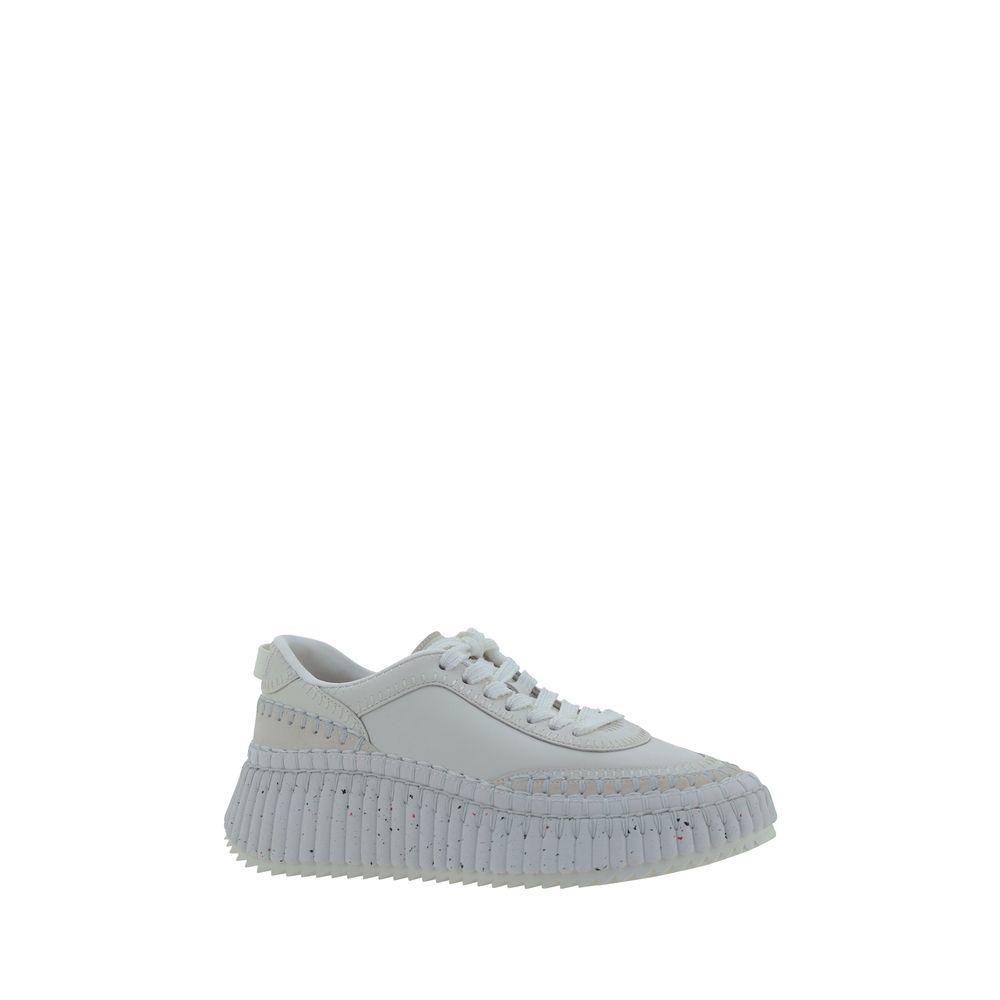 Chloé White Calf Leather Bos Taurus Platform Women's Sneakers
