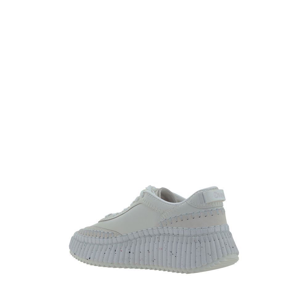 Chloé White Calf Leather Bos Taurus Platform Women's Sneakers