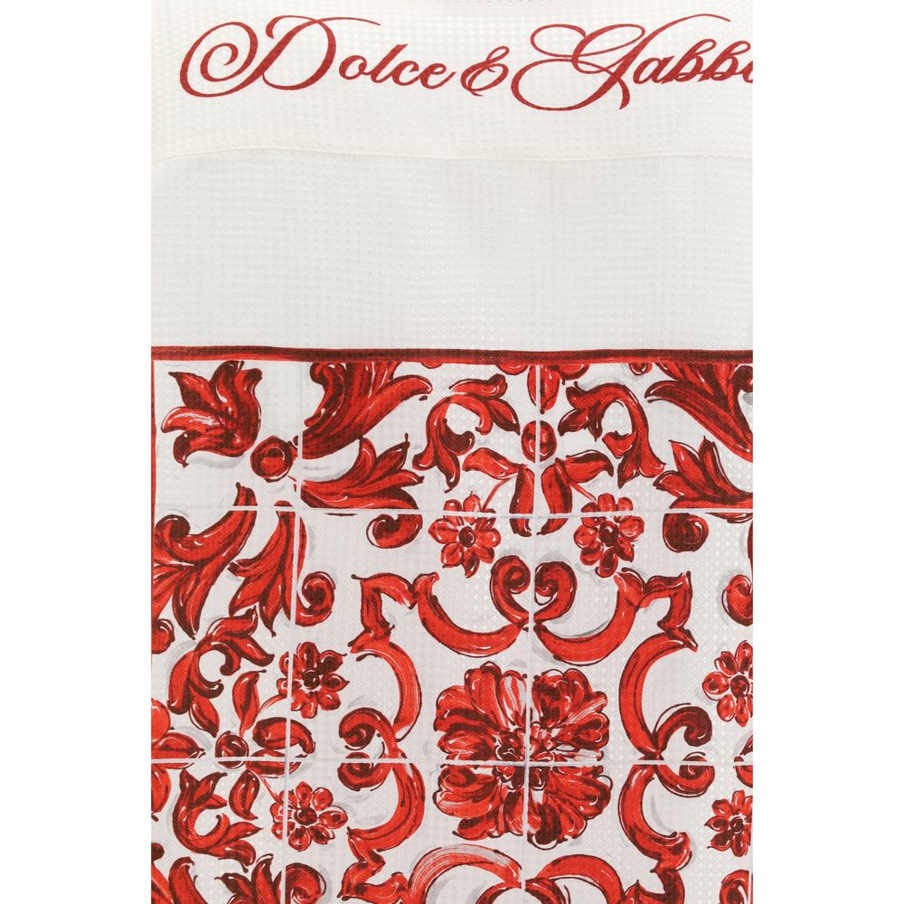 Dolce & Gabbana White Silk Pattern Men's Shirt