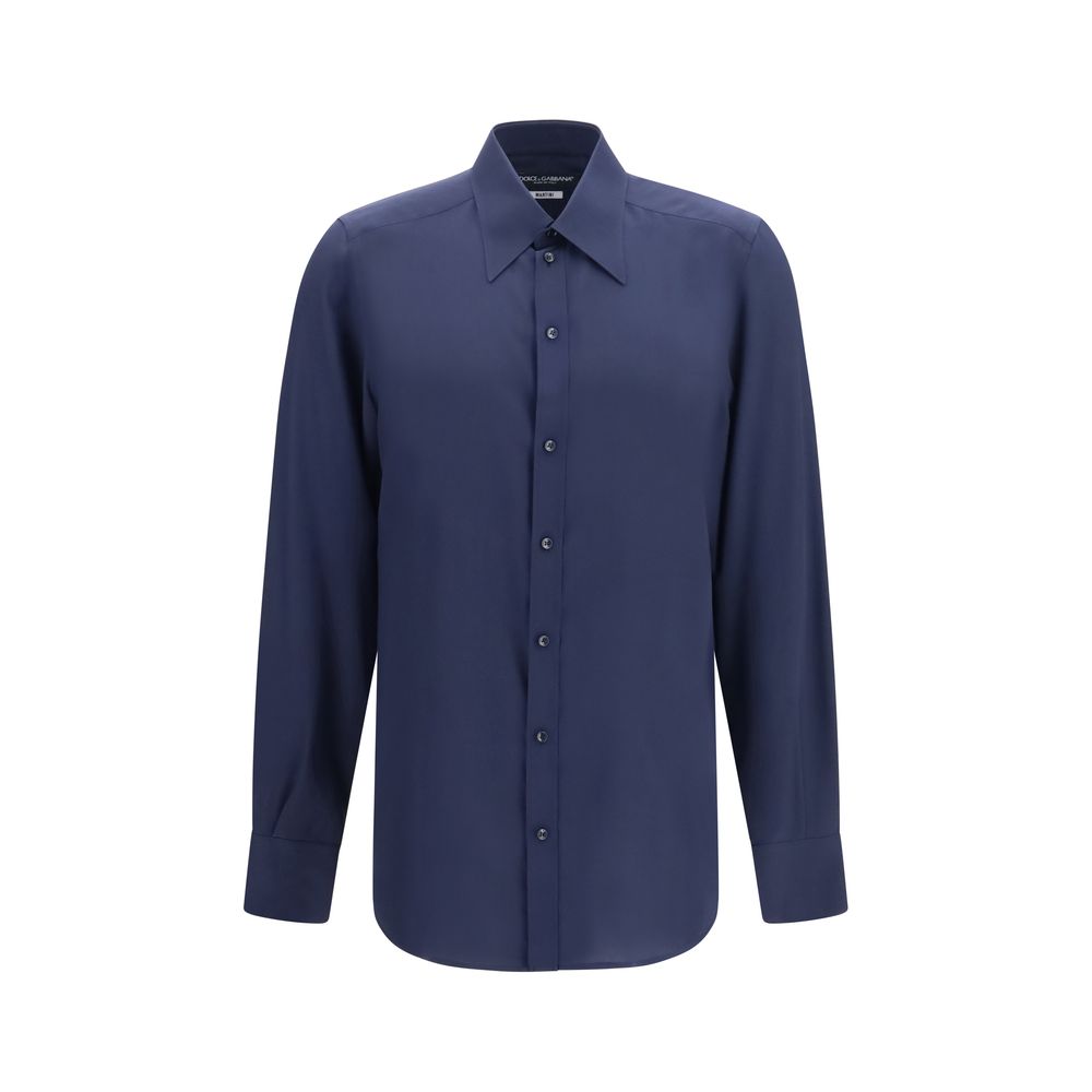 Dolce & Gabbana Blue Silk Dress Men's Shirt