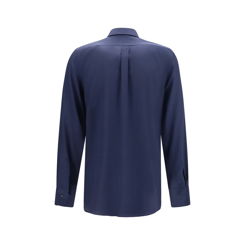 Dolce & Gabbana Blue Silk Dress Men's Shirt