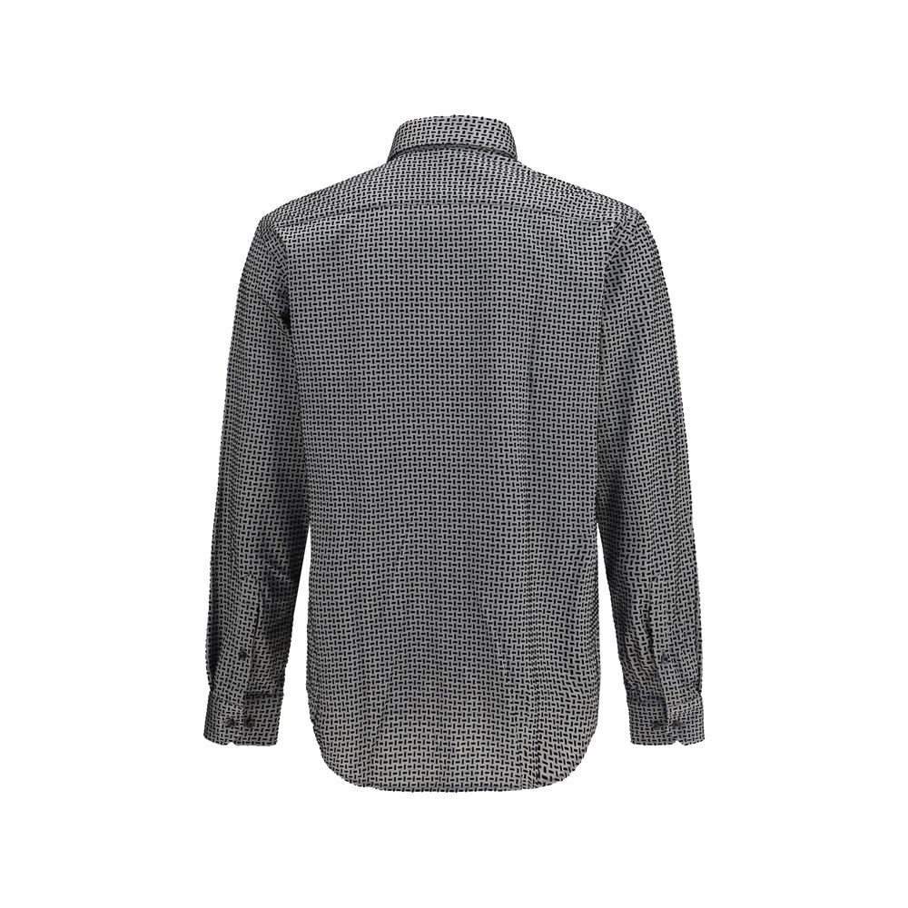 Giorgio Armani Gray Cotton Pattern Men's Shirt