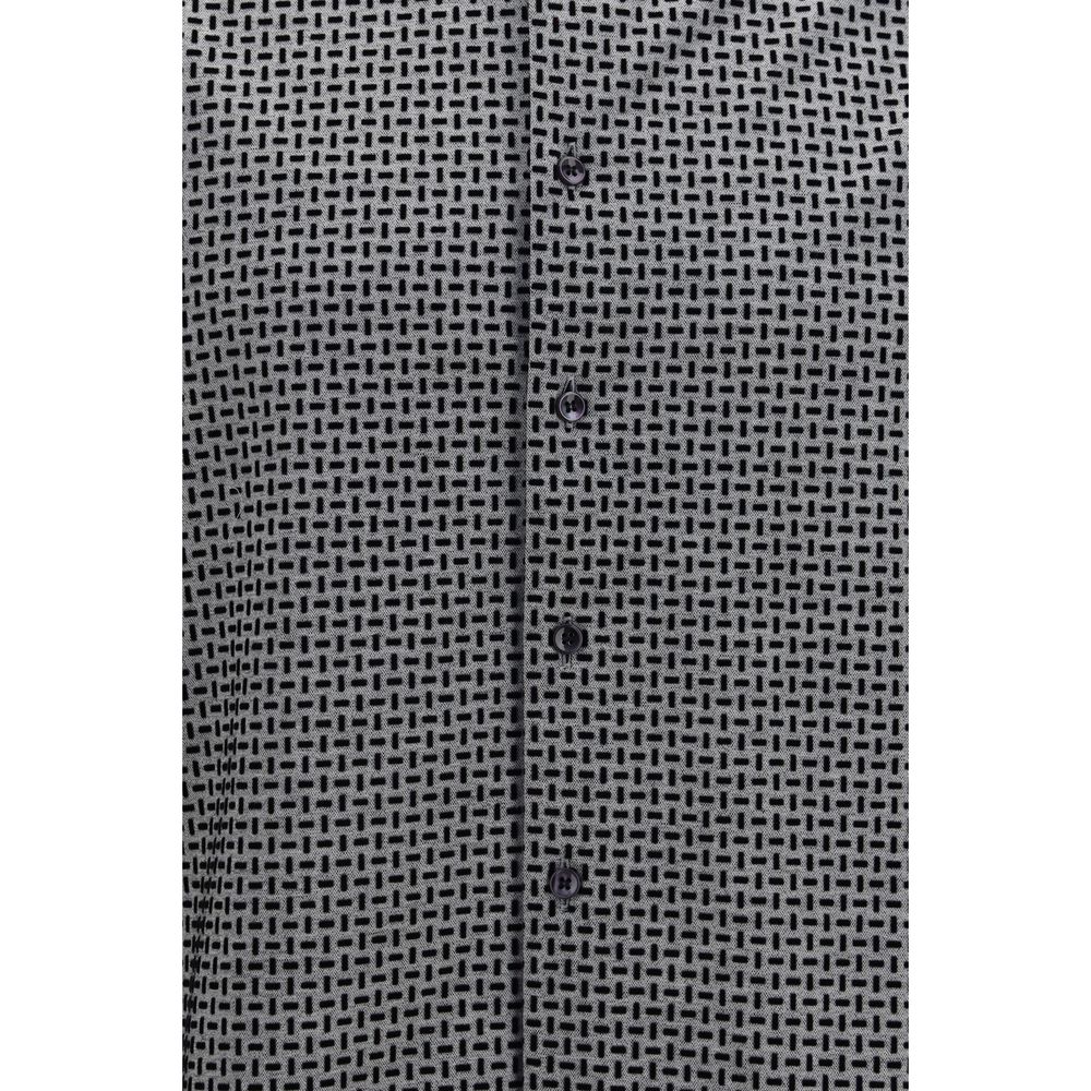 Giorgio Armani Gray Cotton Pattern Men's Shirt