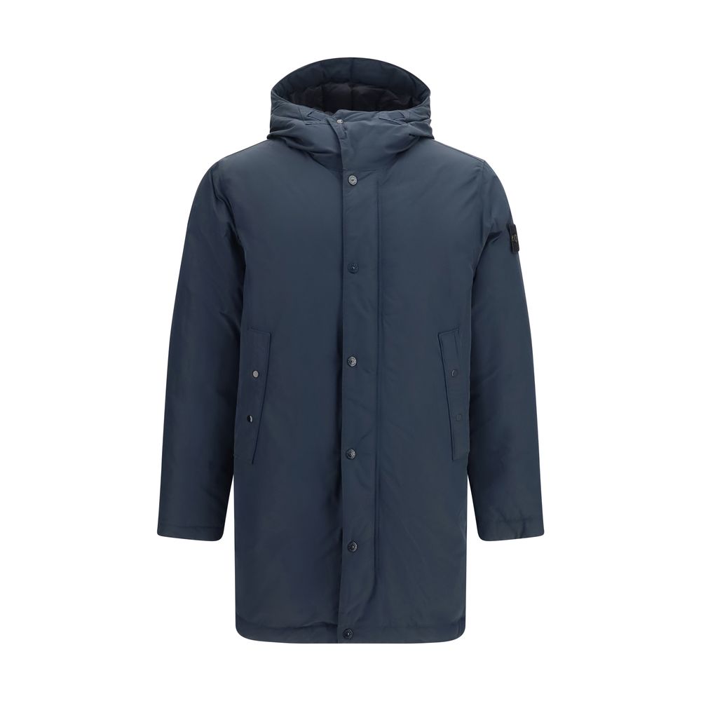 Stone Island Blue Polyester Men's Coat