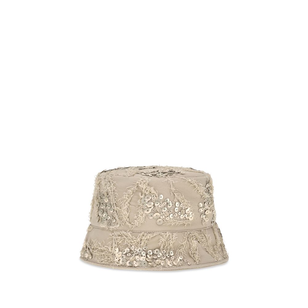 Brunello Cucinelli Beige Silk Bucket Women's Hat