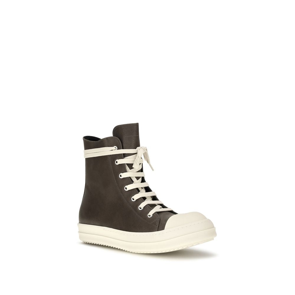 Rick Owens Brown Calf Leather Bos Taurus High Top Men's Sneakers