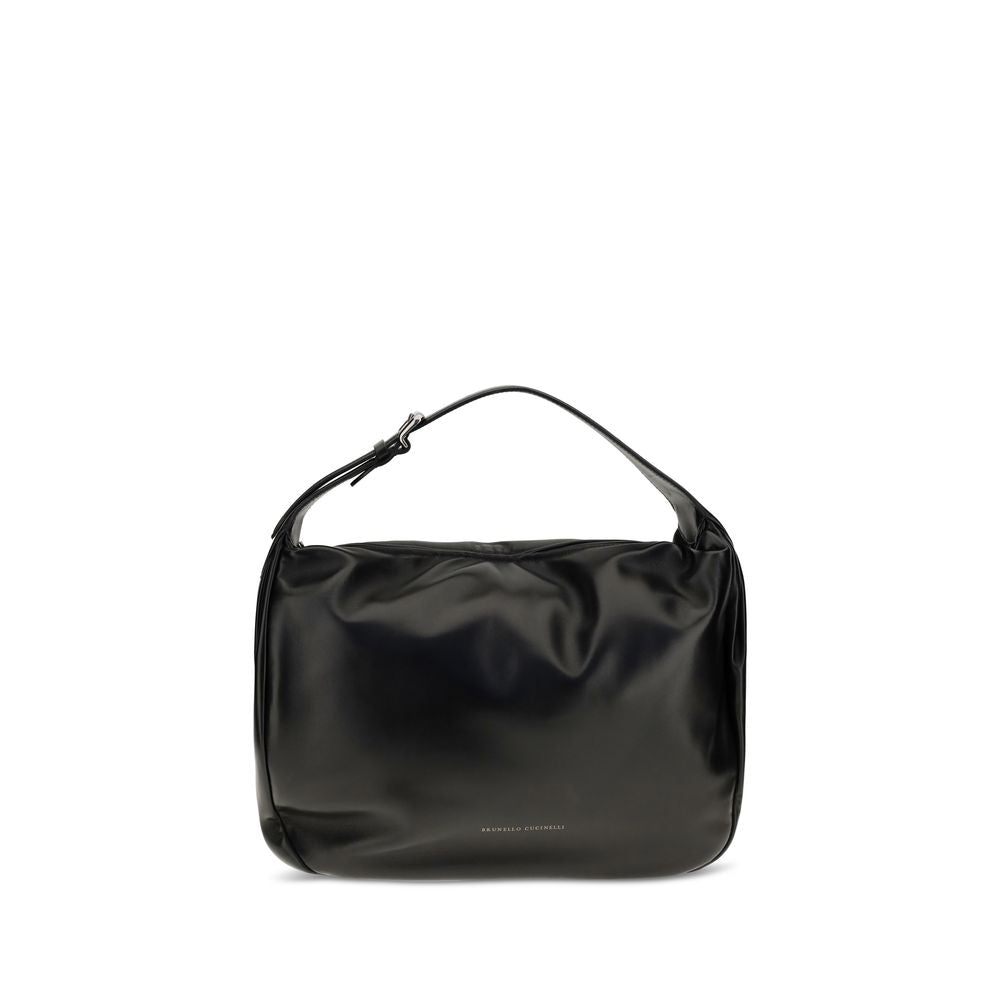 Brunello Cucinelli Black Calf Leather Bos Taurus Shoulder Women's Bag