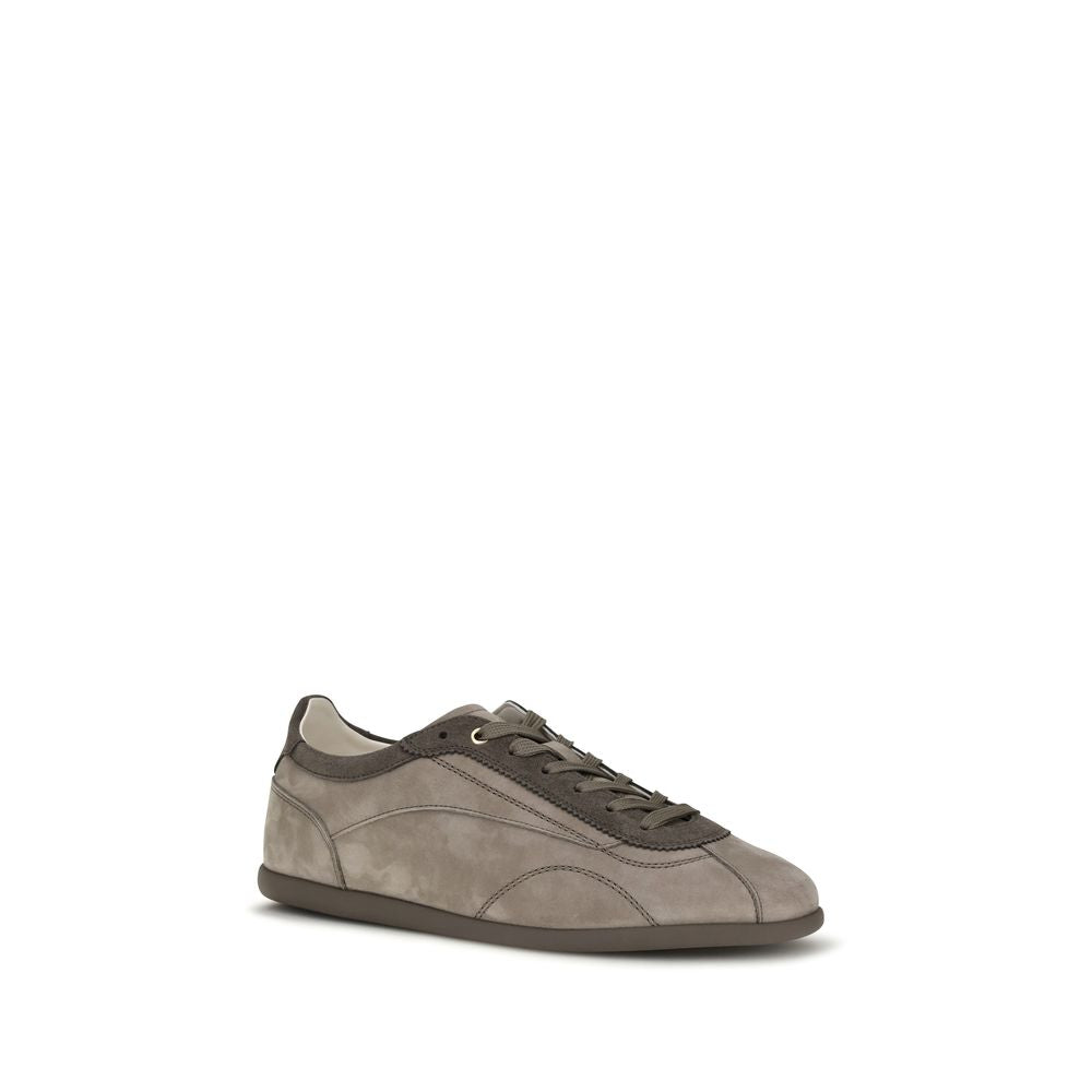 Brunello Cucinelli Gray Calf Leather Bos Taurus Men's Sneakers