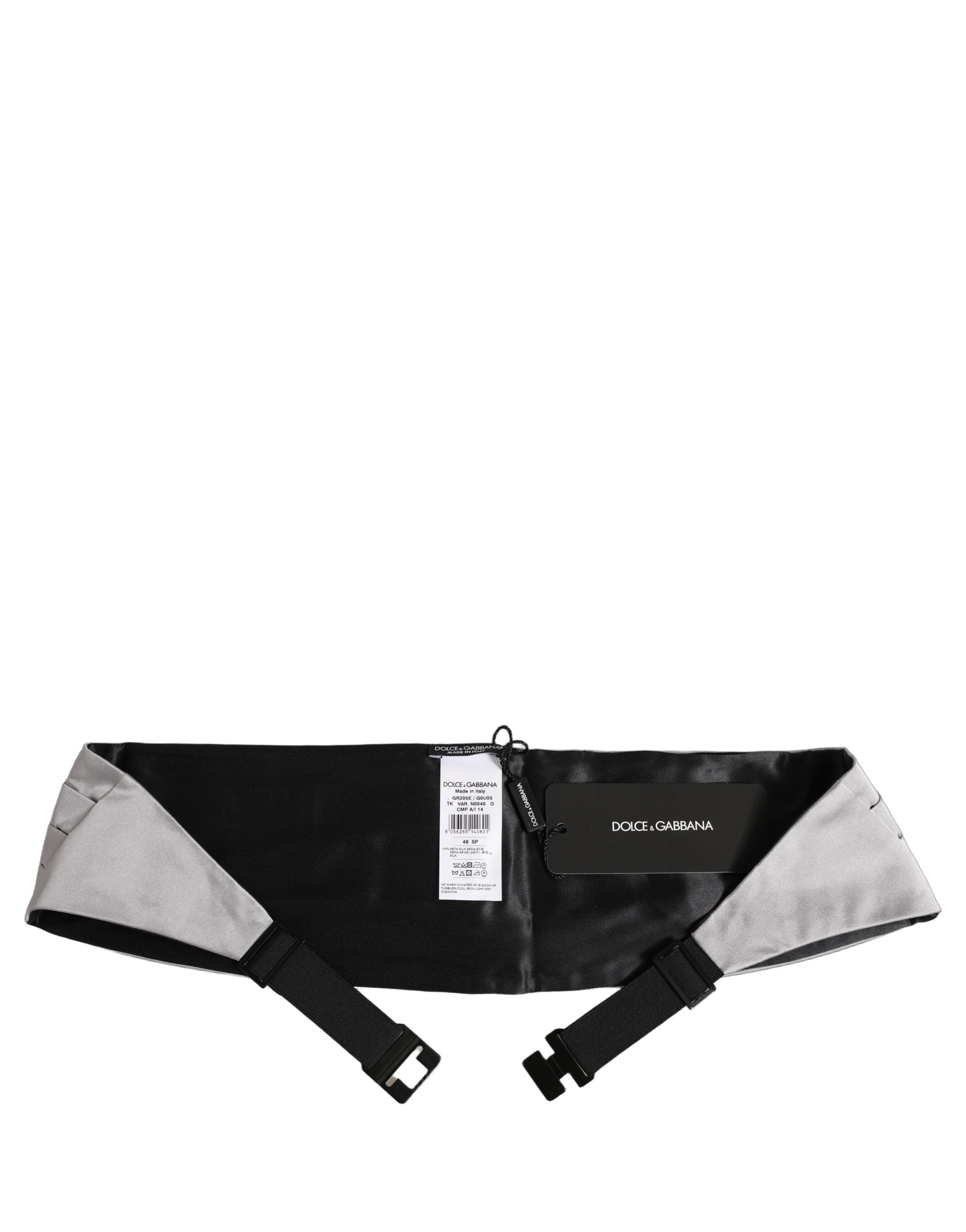 Dolce & Gabbana Gray Men 100% Silk Belt Waist Men's Cummerbund