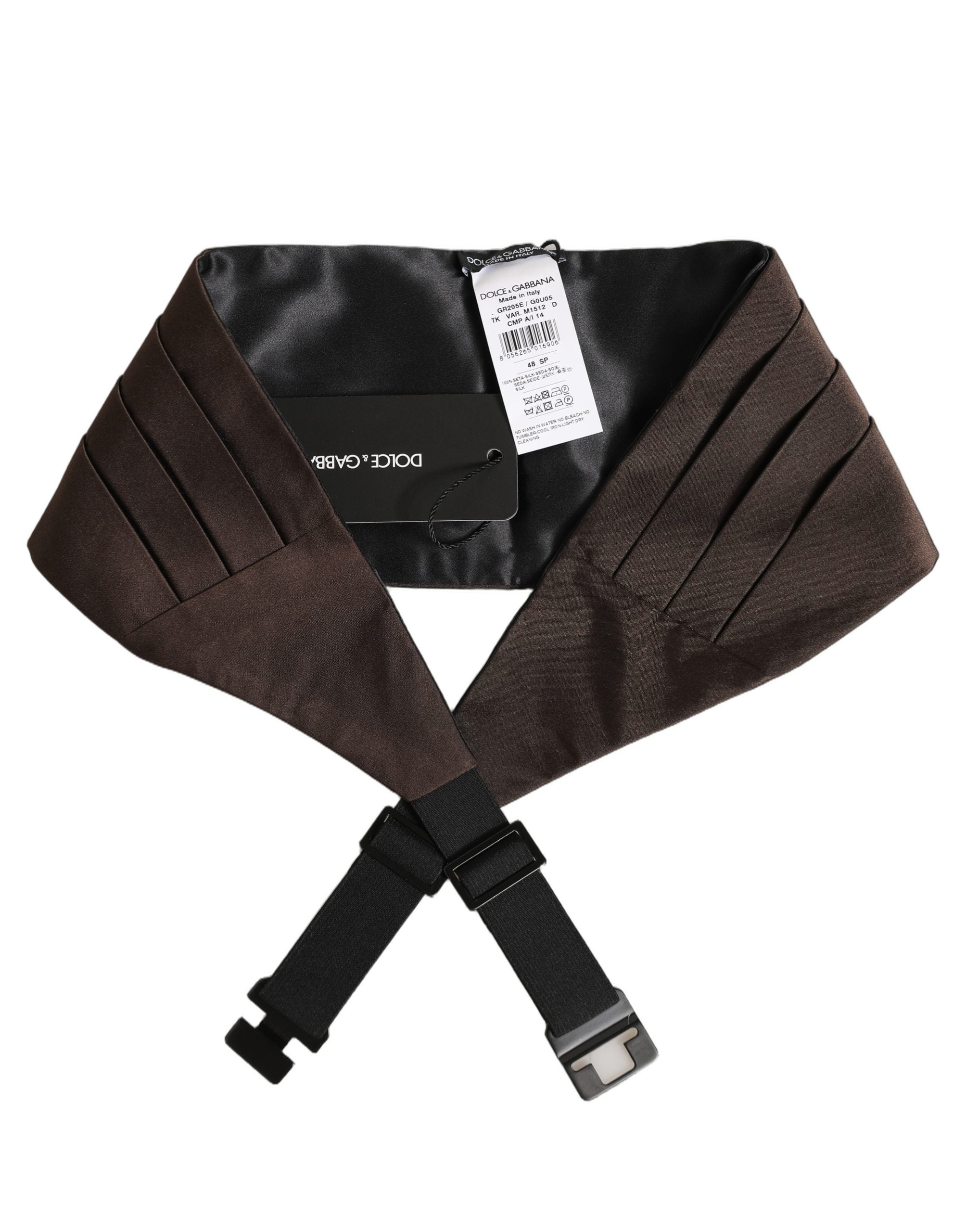 Dolce & Gabbana Dark Brown 100% Silk Belt Waist Men's Cummerbund