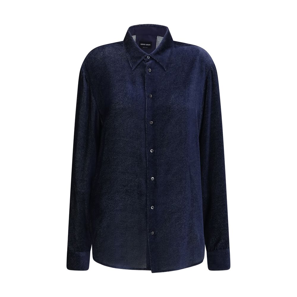 Giorgio Armani Blue Silk Dress Men's Shirt