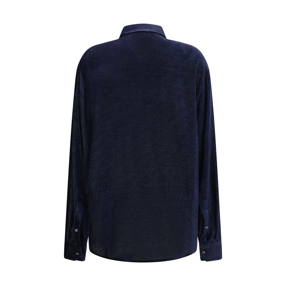 Giorgio Armani Blue Silk Dress Men's Shirt