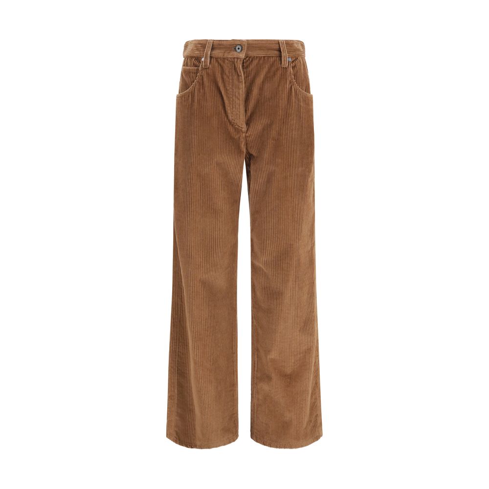 Brunello Cucinelli Brown Cotton Casual Women's Pants