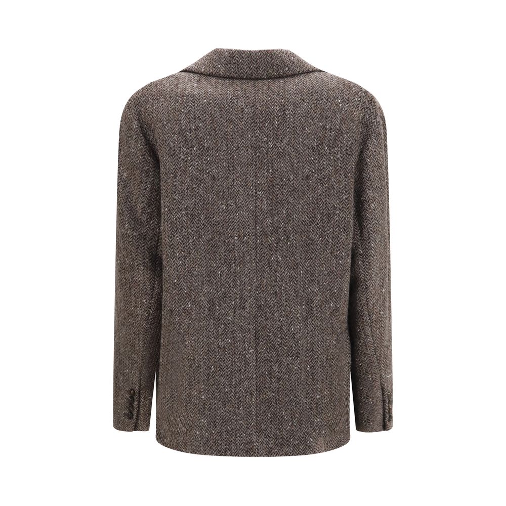 Brunello Cucinelli Brown Wool Oves Aries Biker Women's Jacket