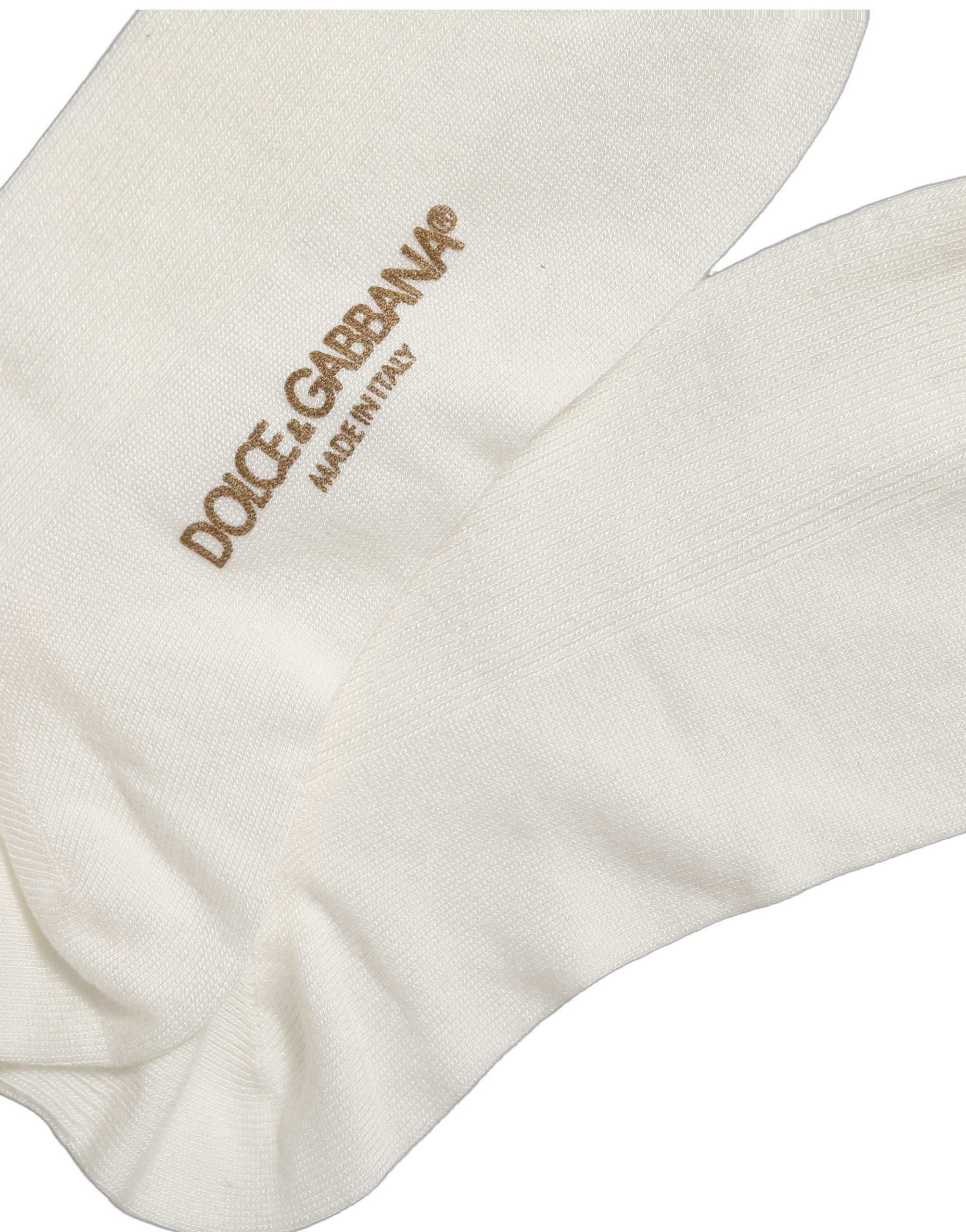 Dolce & Gabbana White Crown Embroidery Knee High Accessory Men's Socks
