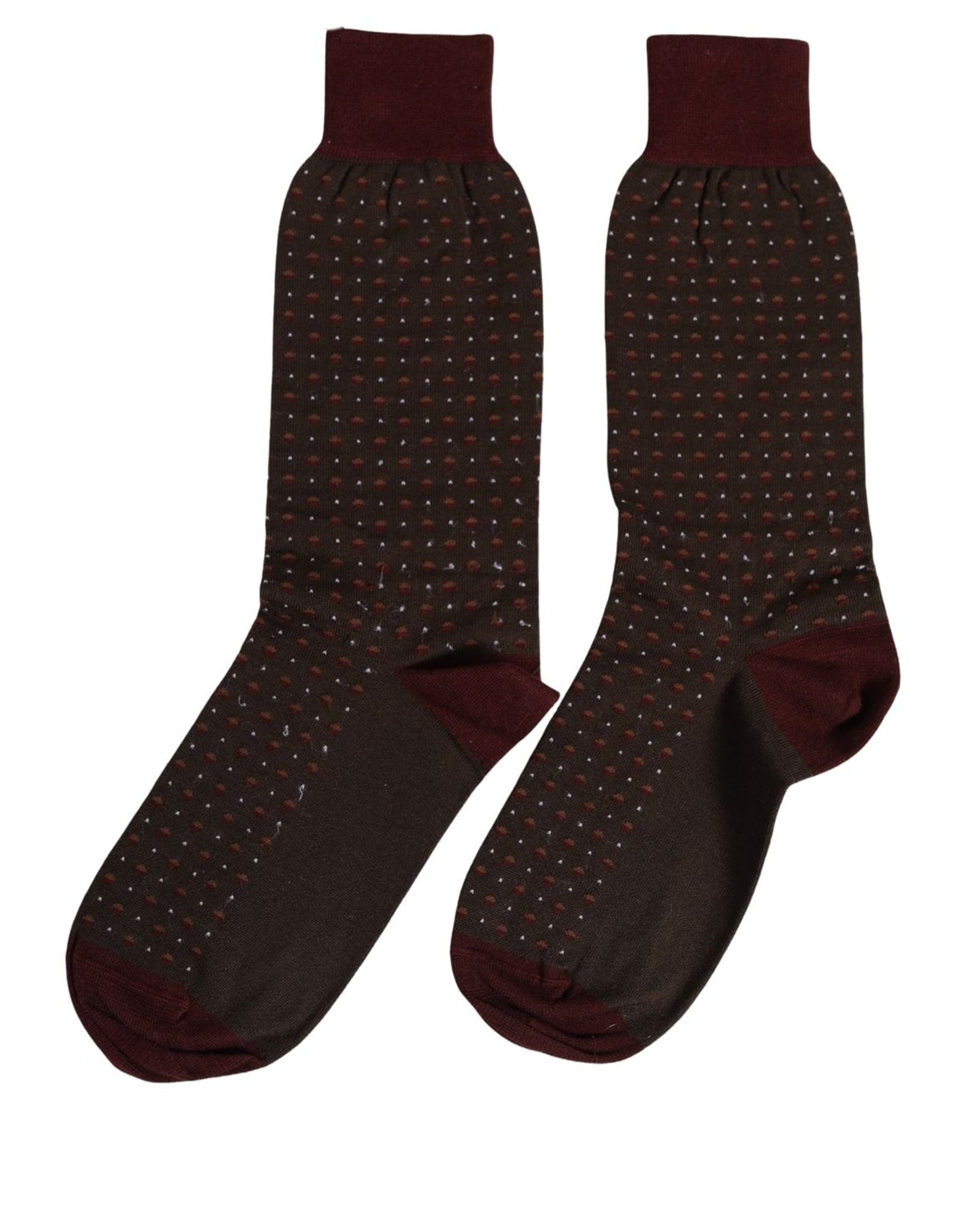 Dolce & Gabbana Maroon Dotted Wool Over The Calf Accessory Men's Socks (Pre-Owned)