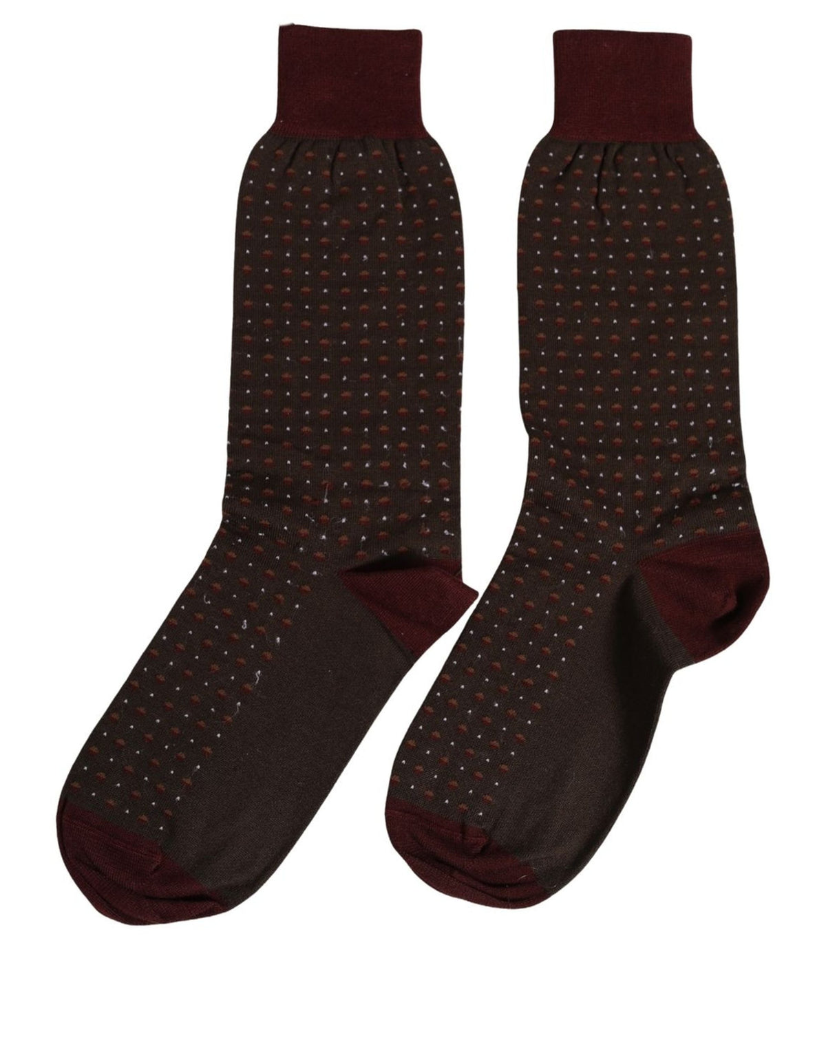 Dolce & Gabbana Maroon Dotted Wool Over The Calf Accessory Men's Socks (Pre-Owned)