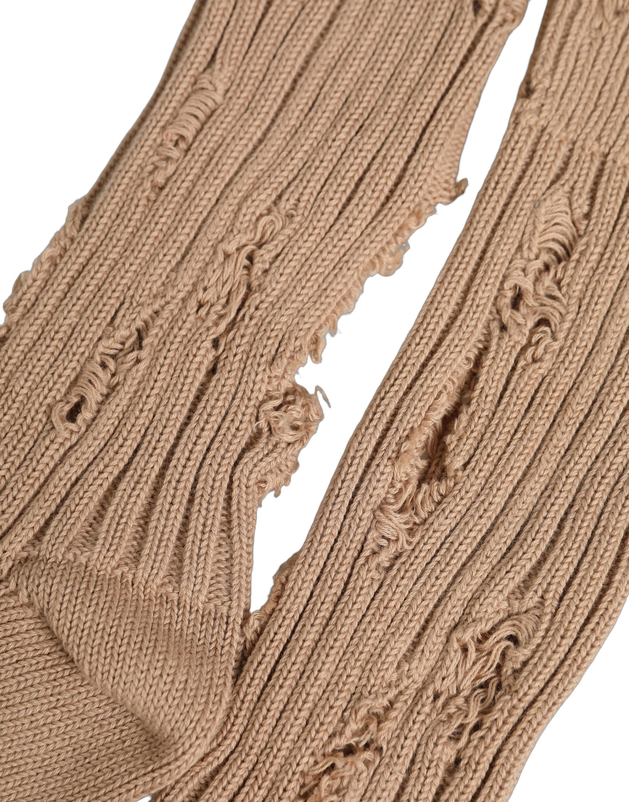 Dolce & Gabbana Beige Cotton Distressed Mid Calf Accessory Men's Socks