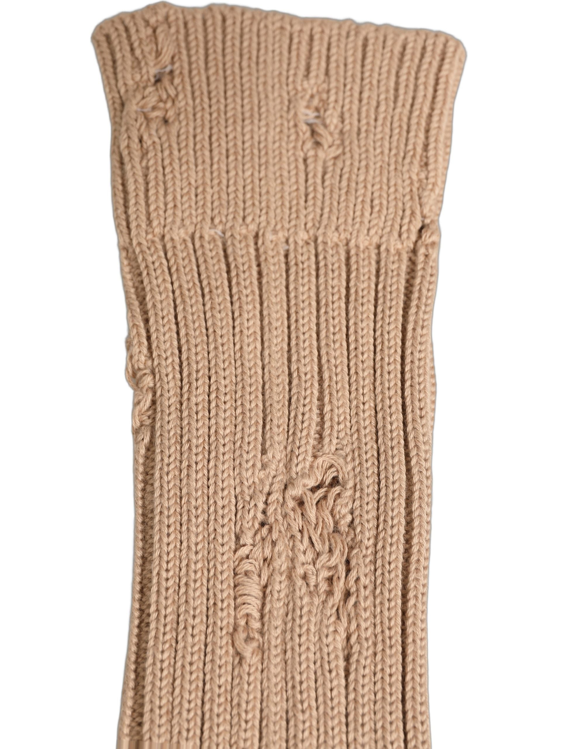 Dolce & Gabbana Beige Cotton Distressed Mid Calf Accessory Men's Socks
