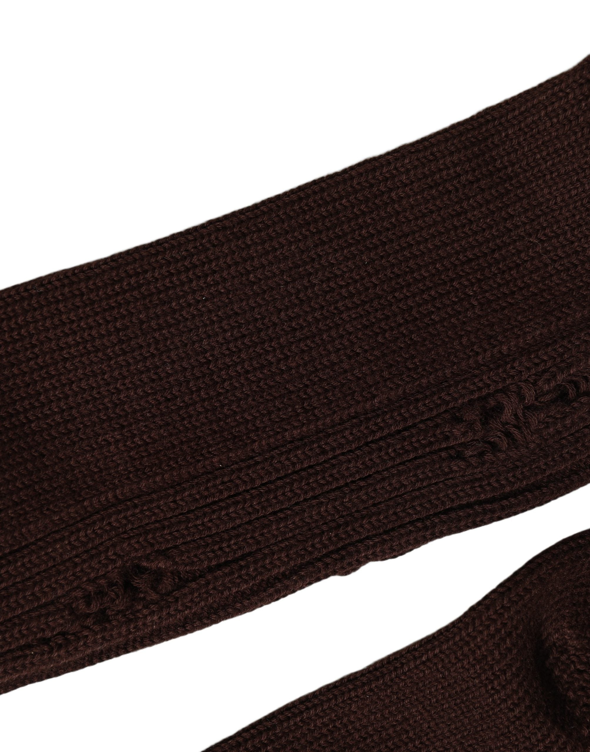Dolce & Gabbana Dark Brown Cotton Distressed Mid Calf Accessory Men's Socks