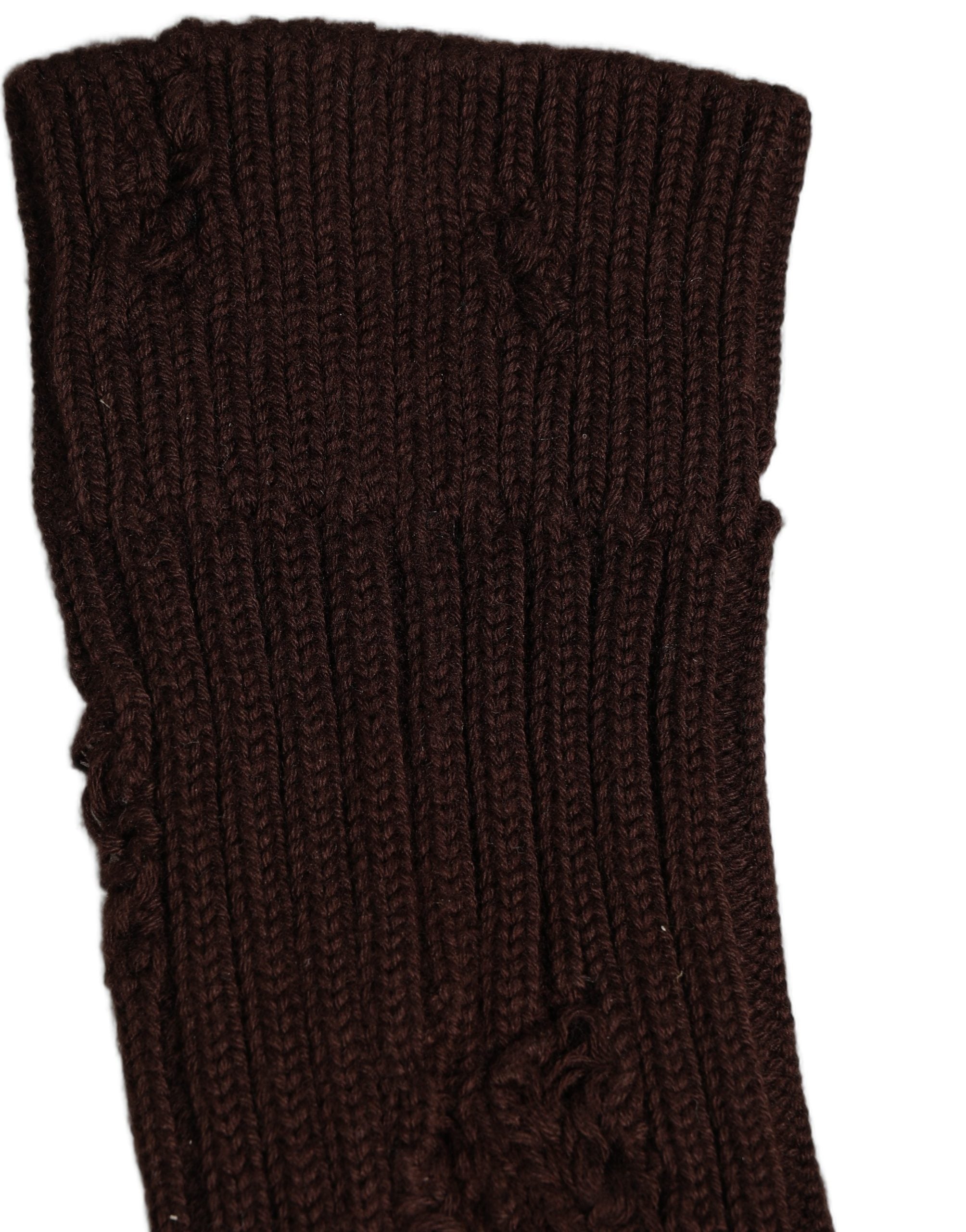 Dolce & Gabbana Dark Brown Cotton Distressed Mid Calf Accessory Men's Socks