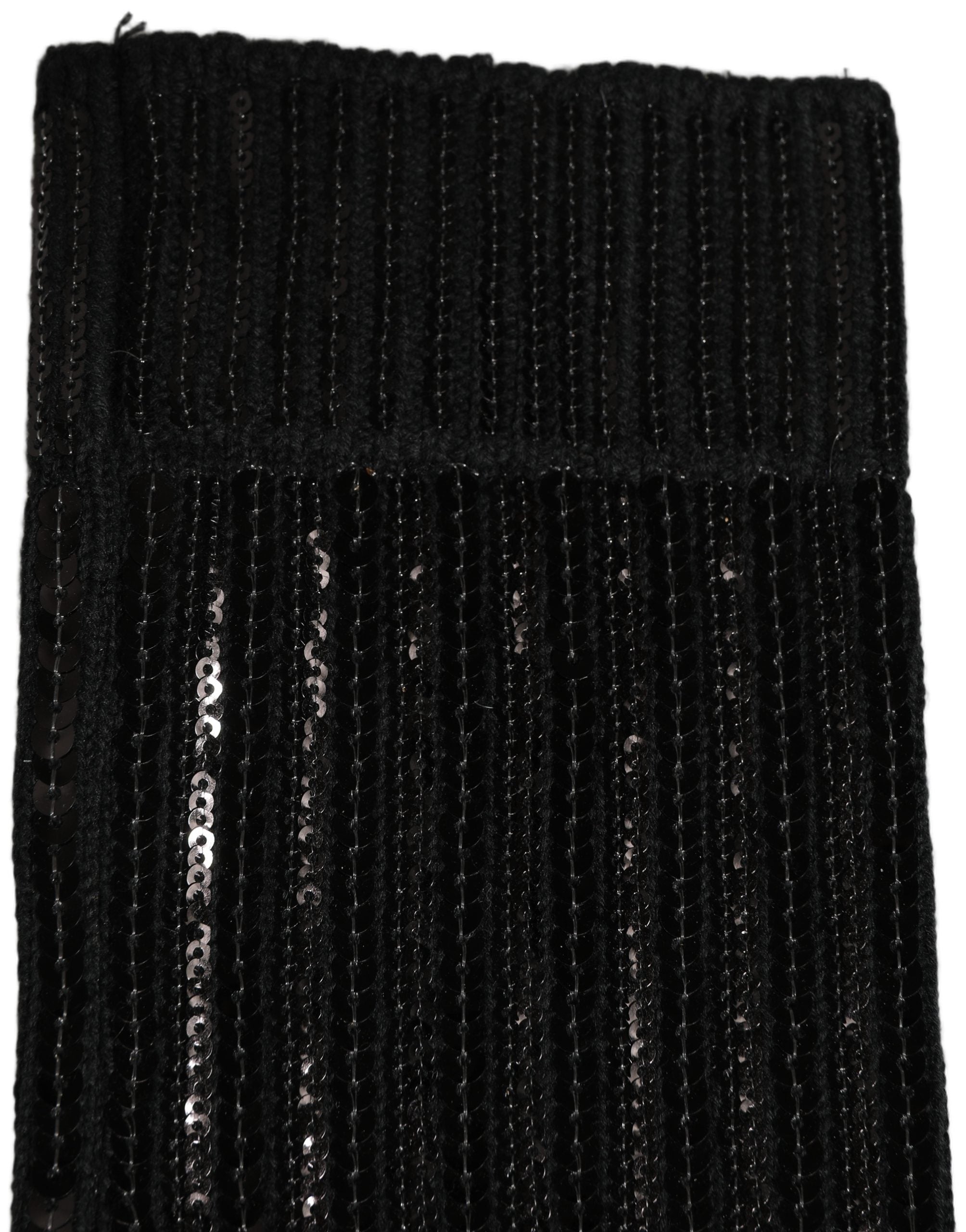 Dolce & Gabbana Black Sequin Cotton Knit Mid Calf Accessory Men's Socks