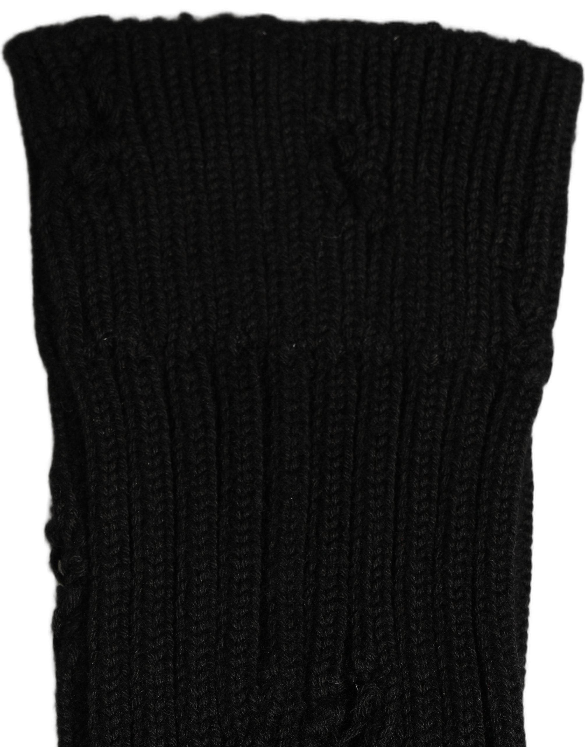 Dolce & Gabbana Men Black Cotton Distressed Mid Calf Accessory Men's Socks