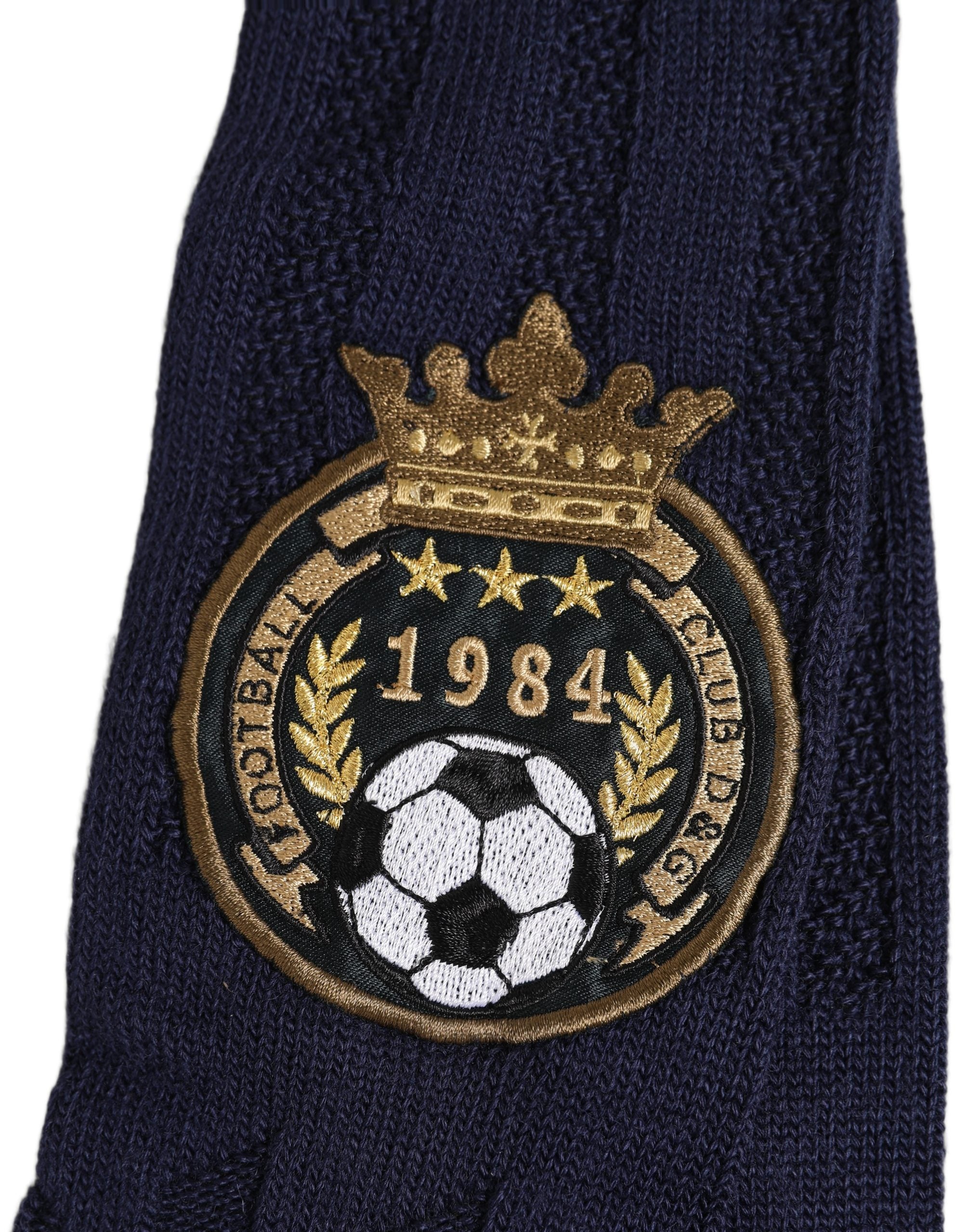 Dolce & Gabbana Navy Blue Wool Crest Logo Knee High Accessory Men's Socks
