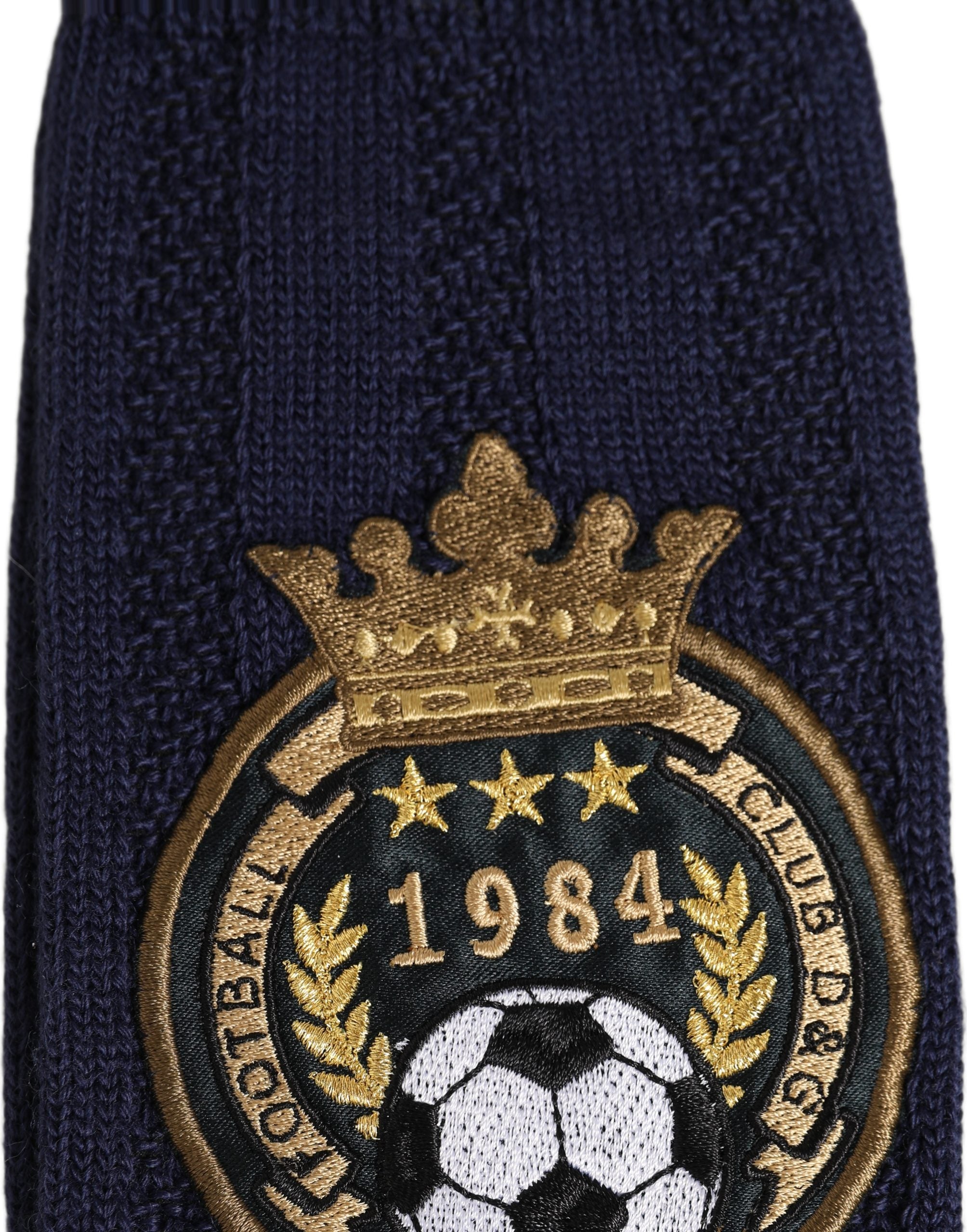 Dolce & Gabbana Navy Blue Wool Crest Logo Knee High Accessory Men's Socks (Pre-Owned)