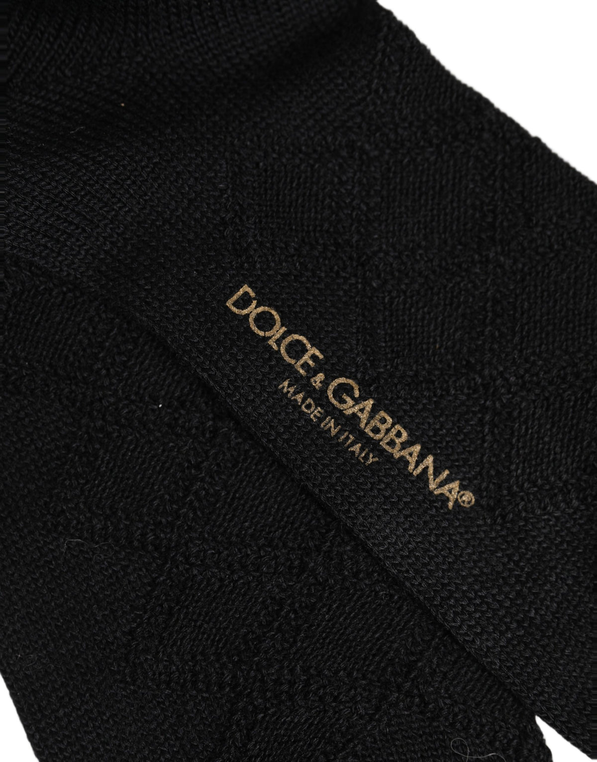Dolce & Gabbana Men Black Wool Crest Logo Knee High Accessory Men's Socks