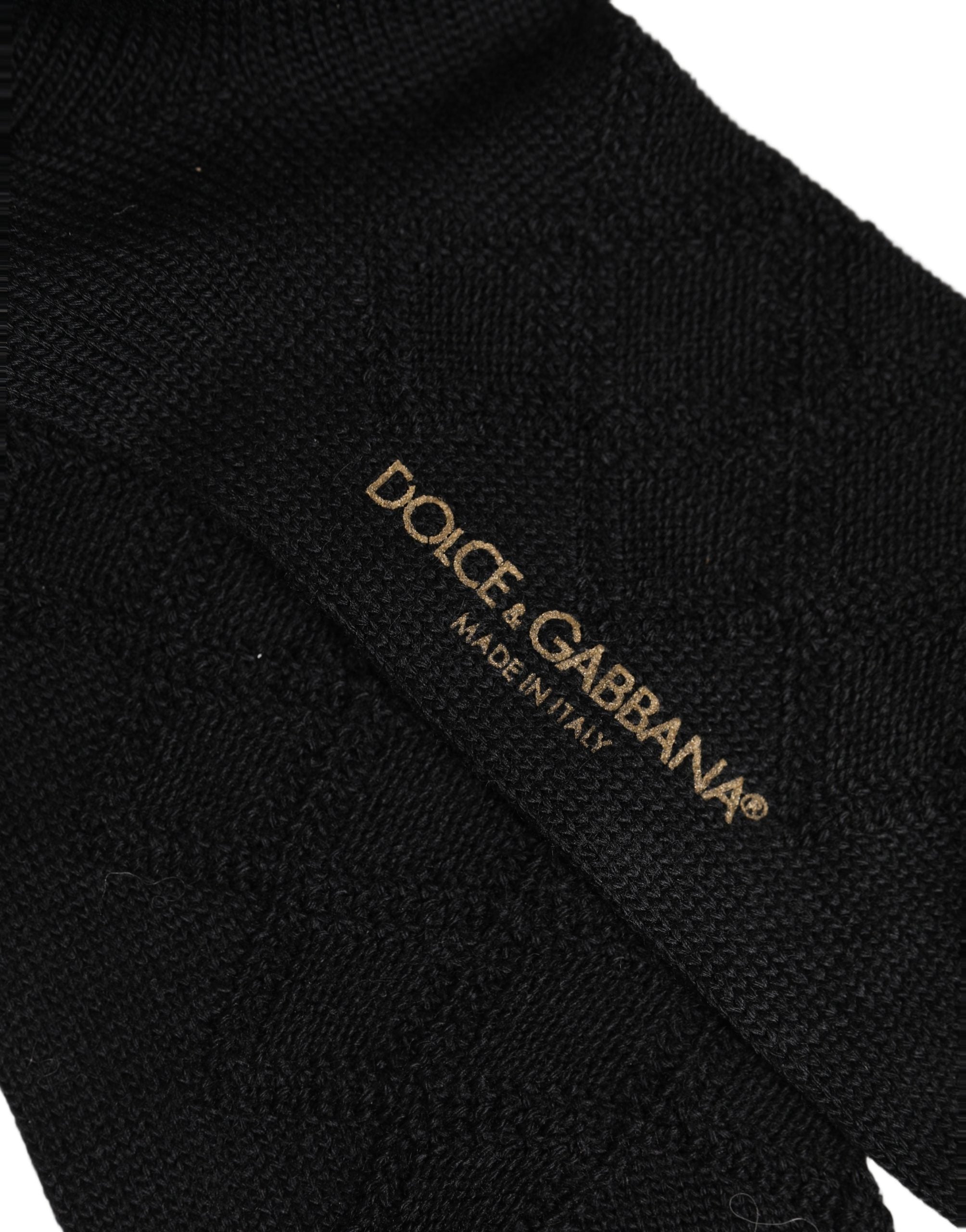 Dolce & Gabbana Men Black Wool Crest Logo Knee High Accessory Men's Socks