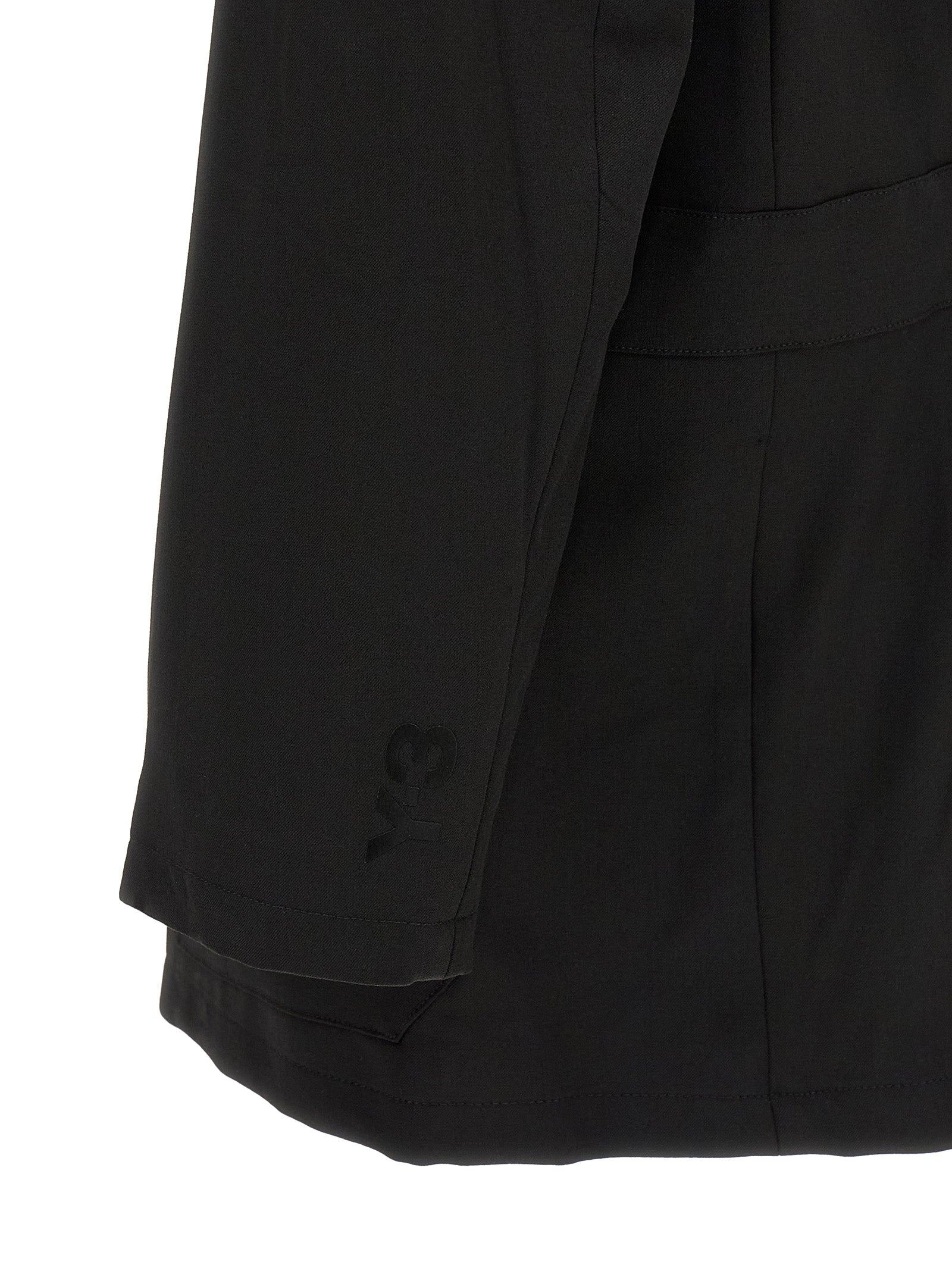 Y-3 Black Wool Full-Length Men's Jacket