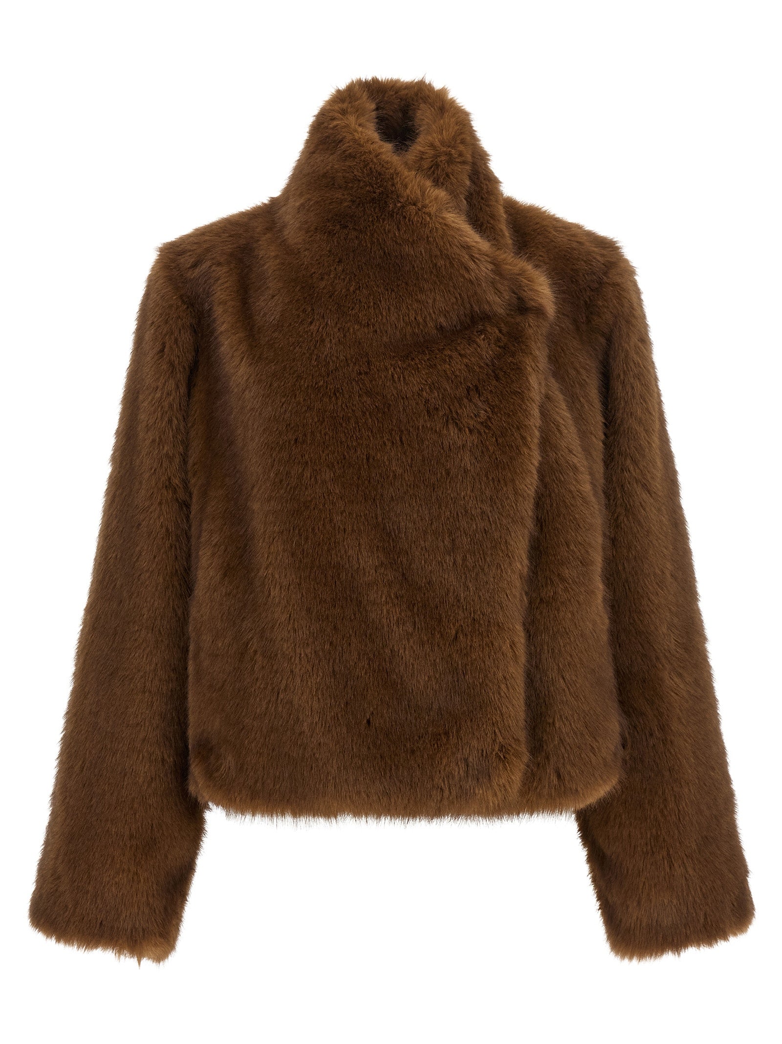 B&B COUTURE Brown Polyester Women's Coat